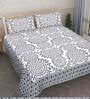 Grey Traditional 144 TC 100% Cotton King Size Bedsheet With 2 Pillow Covers