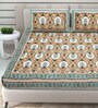 Multicolor Traditional 144 TC Cotton Double Queen Bedsheet With 2 Pillow Covers