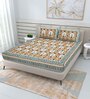 Multicolor Traditional 144 TC Cotton Double Queen Bedsheet With 2 Pillow Covers