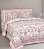 Pink Traditional 180 TC 100% Cotton King Size Bedsheet With 2 Pillow Covers