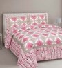 Pink Traditional 180 TC 100% Cotton King Size Bedsheet With 2 Pillow Covers