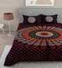 Brown Traditional 180 TC Cotton King Sized Bedsheet with 2 Pillow Covers
