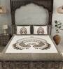 Grey Traditional 180 TC Cotton Queen Sized Bed Sheets with 2 Pillow Covers