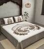 Grey Traditional 180 TC Cotton Queen Sized Bed Sheets with 2 Pillow Covers