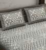 Grey Abstract 240 TC Cotton King Sized Bed Sheets with 2 Pillow Covers