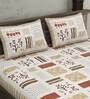 Multicolor Abstract 240 TC Cotton King Sized Bed Sheets with 2 Pillow Covers