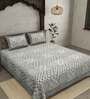Grey Abstract 240 TC Cotton King Sized Bed Sheets with 2 Pillow Covers