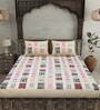 Multicolor Geometric 240 TC Cotton King Sized Bed Sheets with 2 Pillow Covers