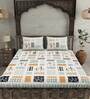 Multicolor Abstract 240 TC Cotton King Sized Bed Sheets with 2 Pillow Covers