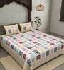 Multicolor Geometric 240 TC Cotton King Sized Bed Sheets with 2 Pillow Covers