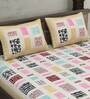 Multicolor Geometric 240 TC Cotton King Sized Bed Sheets with 2 Pillow Covers