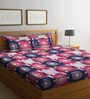 Multicolor Traditional 300 TC Cotton Blend Double Queen Bedsheet With 2 Pillow Covers
