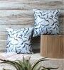 Blue Velvet Floral 16x16 inches Cushion Covers (Pack of 2)