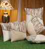 Cream Velvet Striped 12X12 Inches Cushion Covers (Pack of 5)