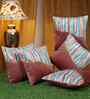 Multicolor Velvet Striped 16X16 Inches Cushion Covers (Pack of 5)