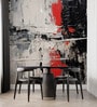Crimson Fracture Abstract Vinyl Abstract Self Adhesive Wallpaper (3 ft X 3 ft)