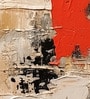 Terracotta Ink Abstract Vinyl Abstract Self Adhesive Wallpaper (3 ft X 3 ft)