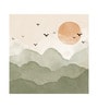 Green Hills Birds Flight Vinyl Abstract Self Adhesive Wallpaper (3 ft X 3 ft)
