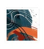 Teal Orange Line Art Vinyl Abstract Self Adhesive Wallpaper (3 ft X 3 ft)