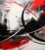 Red Circle Brushwork Vinyl Abstract Self Adhesive Wallpaper (3 ft X 3 ft)