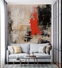Terracotta Ink Abstract Vinyl Abstract Self Adhesive Wallpaper (3 ft X 3 ft)
