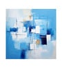 Azure Block Abstract Vinyl Abstract Self Adhesive Wallpaper (3 ft X 3 ft)