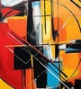 Vivid Cubist Burst Vinyl Abstract Self Adhesive Wallpaper (3 ft X 3 ft)