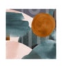 Teal Gold Sun Abstract Vinyl Abstract Self Adhesive Wallpaper (3 ft X 3 ft)