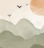 Green Hills Birds Flight Vinyl Abstract Self Adhesive Wallpaper (3 ft X 3 ft)