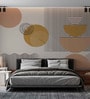 Golden Circle Minimalism Vinyl Abstract Self Adhesive Wallpaper (3 ft X 3 ft)