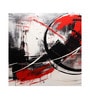 Red Circle Brushwork Vinyl Abstract Self Adhesive Wallpaper (3 ft X 3 ft)