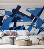 Navy Fragment Abstract Vinyl Abstract Self Adhesive Wallpaper (3 ft X 3 ft)