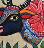 Folk Bull Tapestry Vinyl Animals Self Adhesive Wallpaper (3 ft X 3 ft)