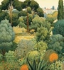 Tuscan Hillside View Vinyl Botanical Self Adhesive Wallpaper (3 ft X 3 ft)