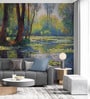 Forest Pond Retreat Vinyl Botanical Self Adhesive Wallpaper (3 ft X 3 ft)