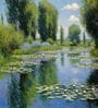 Violet Lily Pond Vinyl Botanical Self Adhesive Wallpaper (3 ft X 3 ft)