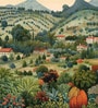 Terraced Hillside Village Vinyl Botanical Self Adhesive Wallpaper (3 ft X 3 ft)