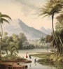 Hazy Mountain Palms Vinyl Botanical Self Adhesive Wallpaper (3 ft X 3 ft)