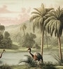 Vintage Palm Grove Vinyl Botanical Self Adhesive Wallpaper (3 ft X 3 ft)