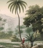 Palm Mountain Lakeside Vinyl Botanical Self Adhesive Wallpaper (3 ft X 3 ft)