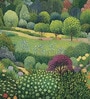 Flowering Hillside Garden Vinyl Botanical Self Adhesive Wallpaper (3 ft X 3 ft)