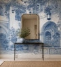 Blue Tile Archway Vinyl Botanical Self Adhesive Wallpaper (3 ft X 3 ft)