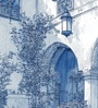 Blue Tile Archway Vinyl Botanical Self Adhesive Wallpaper (3 ft X 3 ft)