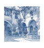 Blue Tile Archway Vinyl Botanical Self Adhesive Wallpaper (3 ft X 3 ft)