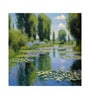 Violet Lily Pond Vinyl Botanical Self Adhesive Wallpaper (3 ft X 3 ft)