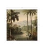Serene Lakeside Palms Vinyl Botanical Self Adhesive Wallpaper (3 ft X 3 ft)