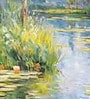 Golden Lily Pond Vinyl Decorative Self Adhesive Wallpaper (3 ft X 3 ft)