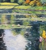 Weeping Willow Pond Vinyl Decorative Self Adhesive Wallpaper (3 ft X 3 ft)