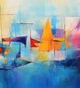 Regatta Sailboat Abstract Vinyl Decorative Self Adhesive Wallpaper (3 ft X 3 ft)
