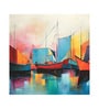 Cubist Harbor Abstract Vinyl Decorative Self Adhesive Wallpaper (3 ft X 3 ft)